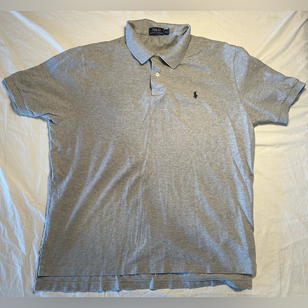 Polo Ralph Lauren Gray 100% Cotton Polo Shirt Embroidered Pony Logo Men’s XL